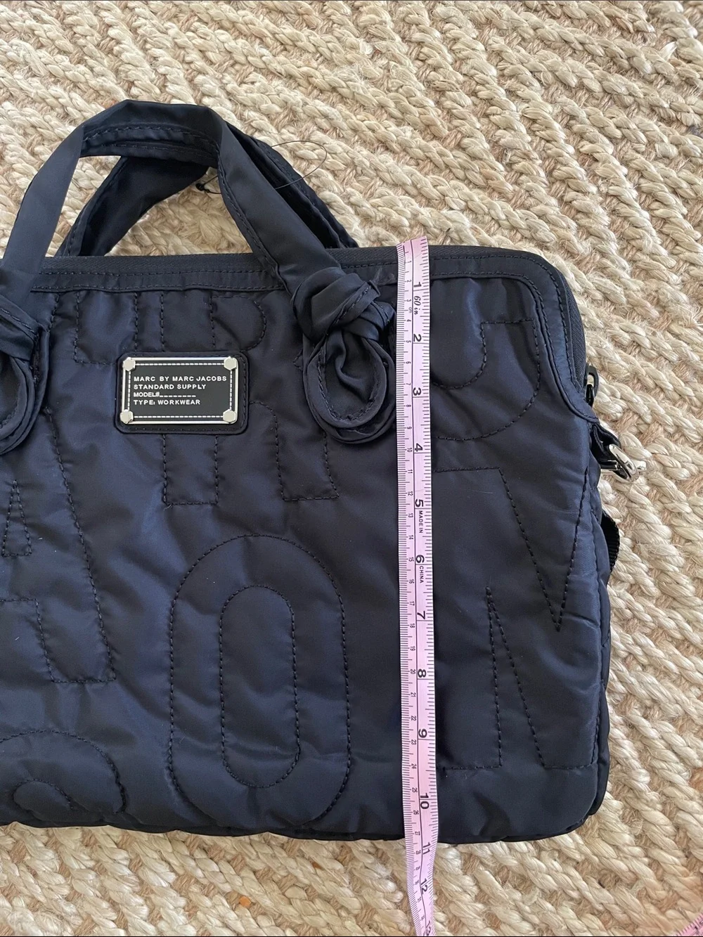 Marc by Marc Jacobs Black Quilted Laptop Tote with Detachable Strap